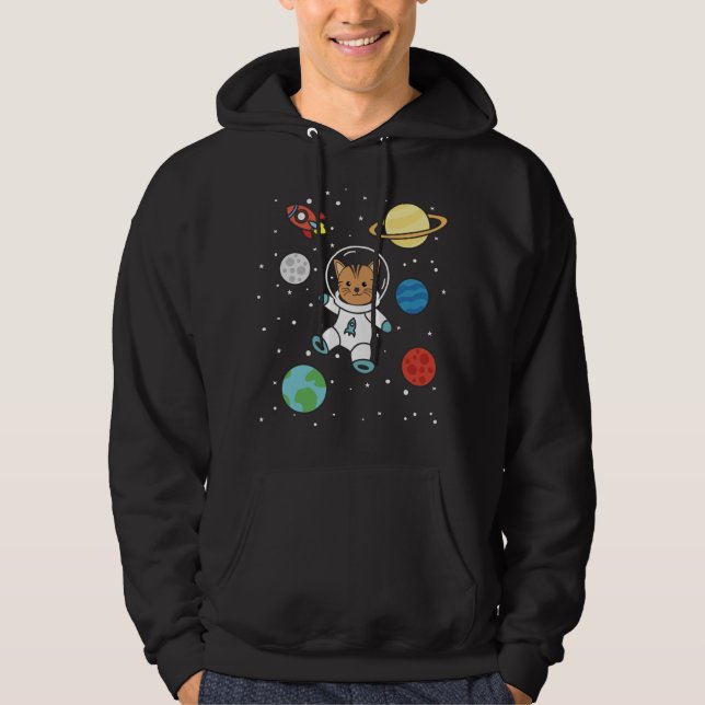 Astronaut Cat Planet Earth Mars Space Hoodie (Front)