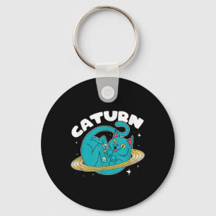 Astronaut Cat Planet Saturn Caturn Astronomy Lover Key Ring