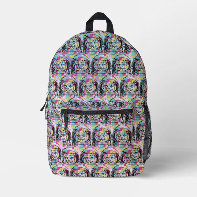 Astronaut Cat Printed Backpack (Front)