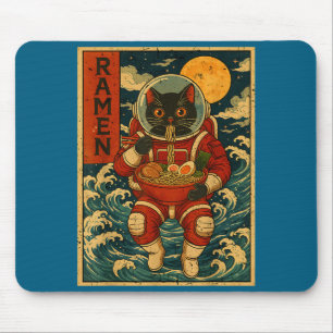 Astronaut Cat Ramen Japanese Graphic Tees Men Wome Mouse Pad
