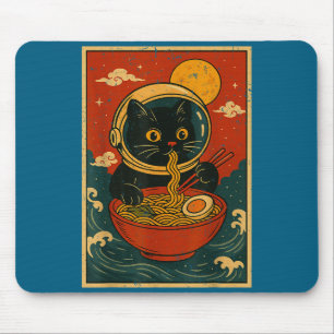 Astronaut Cat Ramen Japanese Graphic Tees Men Wome Mouse Pad