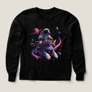 Astronaut cat riding through space