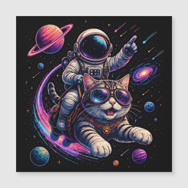 Astronaut cat riding through space (Front)