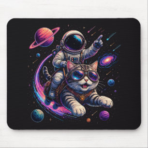 Astronaut cat riding through space mouse pad