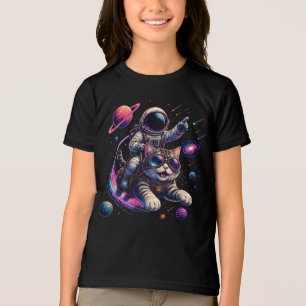 Astronaut cat riding through space Tri-Blend shirt