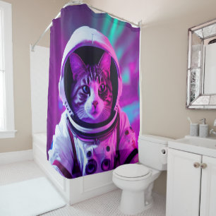 astronaut cat shower curtain