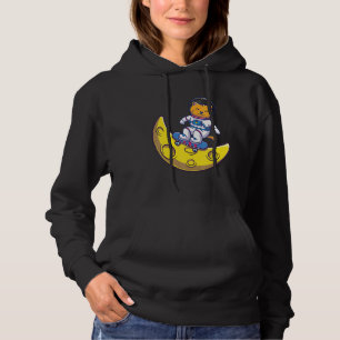 Astronaut Cat Skating On Galaxy Cat Skateboard On Hoodie