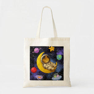 Astronaut Cat Sleeping on the Moon Tote Bag