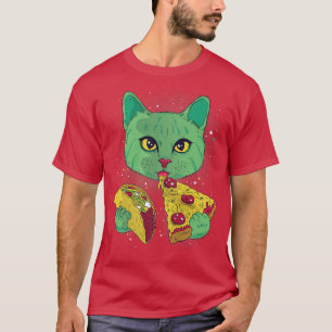 Astronaut Cat Space Cat Eat Pizza And Taco Galay C T-Shirt