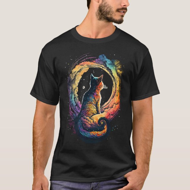 Astronaut Cat Space Imaginary Colourful Graphic T-Shirt (Front)