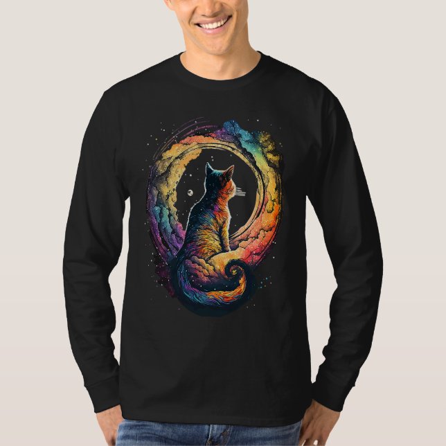 Astronaut Cat Space Imaginary Colourful Graphic T-Shirt (Front)