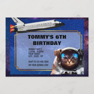 Astronaut Cat Space Invitation