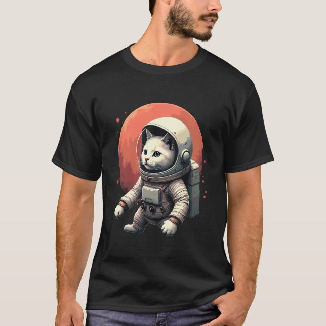 Astronaut Cat Space Lover Astro T-Shirt (Front)