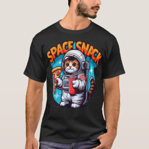 Astronaut Cat Space Snack Funny Pizza T-Shirt