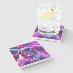 astronaut cat stone coaster