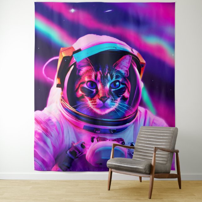 astronaut cat tapestry (In Situ)