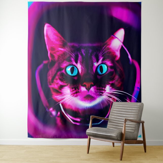 astronaut cat tapestry (In Situ)