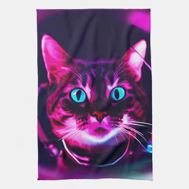 astronaut cat tea towel (Vertical)
