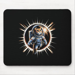 Astronaut Cat Total Solar Eclipse Illustration Mouse Pad