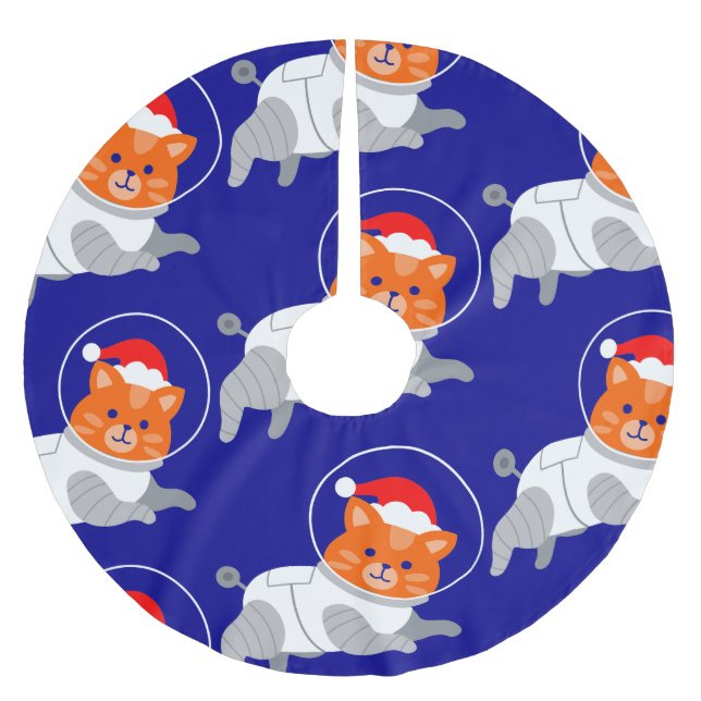 astronaut cat ugly christmas santa brushed polyester tree skirt (Front)