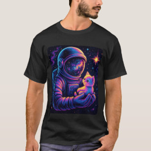 Astronaut Cat with Cosmic Galaxy Stars Space Fanta T-Shirt