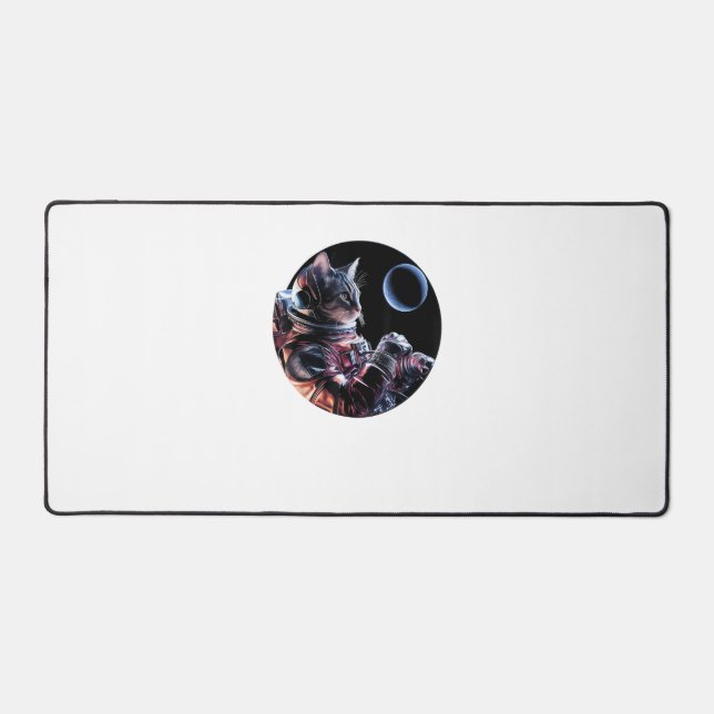 Astronaut Cat with Planet  Desk Mat (Front)