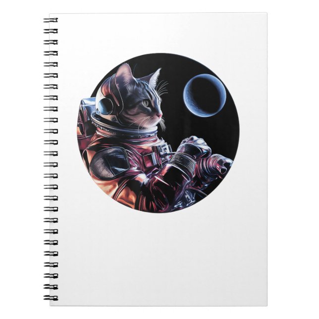 Astronaut Cat with Planet  Notebook (Front)