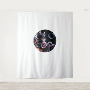 Astronaut Cat with Planet Tapestry