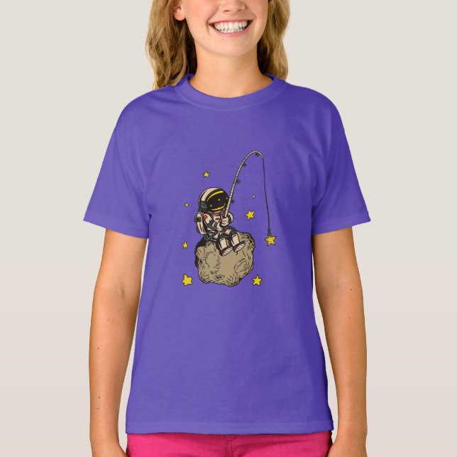 Astronaut Catching Stars Design T-Shirt (Front)