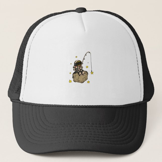 Astronaut Catching Stars Design Trucker Hat (Front)