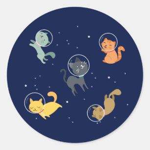 Astronaut Cats In Space Classic Round Sticker