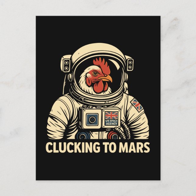 Astronaut Chicken Space Voyage Holiday Postcard (Front)