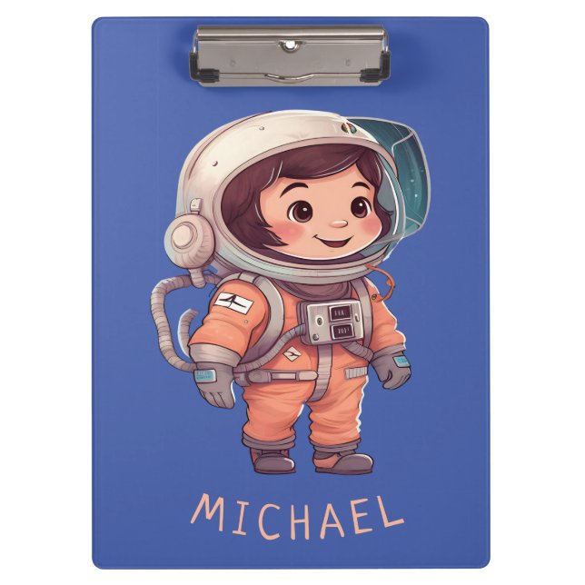 Astronaut Children in Outer Space Planets name Clipboard (Front)