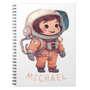 Astronaut Children in Outer Space Planets name Notebook