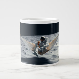 Astronaut Chilling with Beer on the Moon Large Coffee Mug