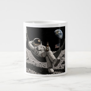 Astronaut Chilling with Beer on the Moon Large Coffee Mug