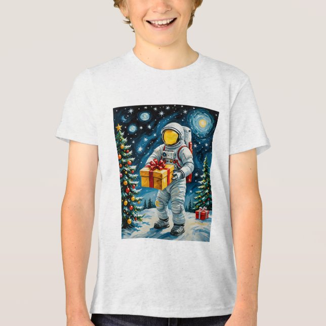 Astronaut Christmas Celebration Tri-Blend Shirt (Front)