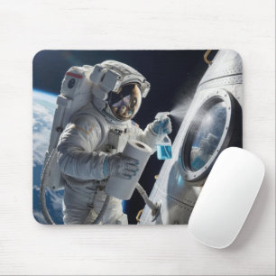 Astronaut Cleaning Spacecraft Window Mouse Pad