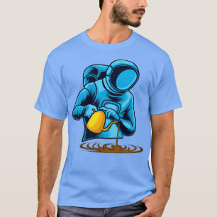 Astronaut Coffee Barista Illustration T-Shirt