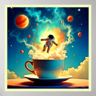 Astronaut Coffee Dream Poster