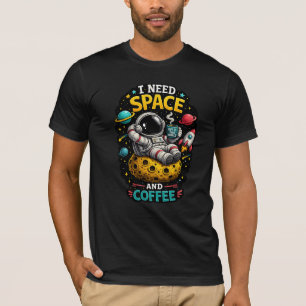 Astronaut Coffee Lover Space Humour T-Shirt Design