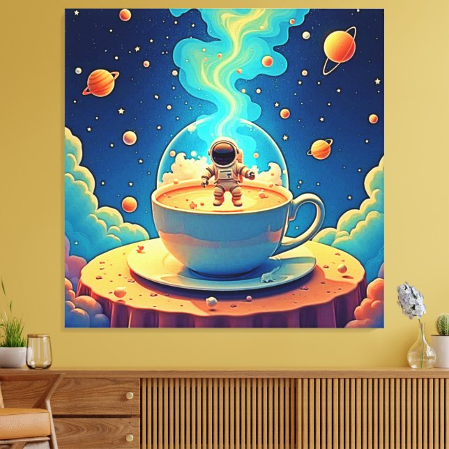 Astronaut Coffee Space Art Canvas Print (Insitu(LivingRoom))