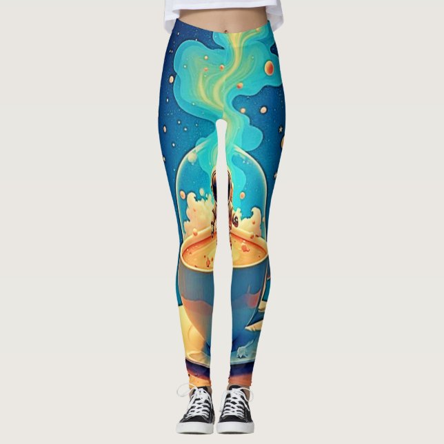 Astronaut Coffee Space Art Leggings (Front)