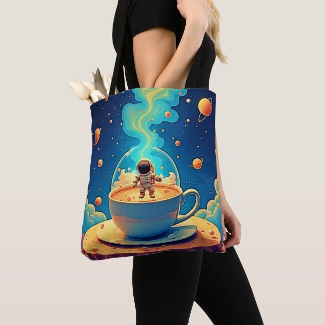 Astronaut Coffee Space Art Tote Bag (Close Up)