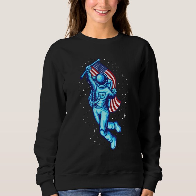Astronaut Cosmonaut Space   USA US Flag Rocket Shi Sweatshirt (Front)