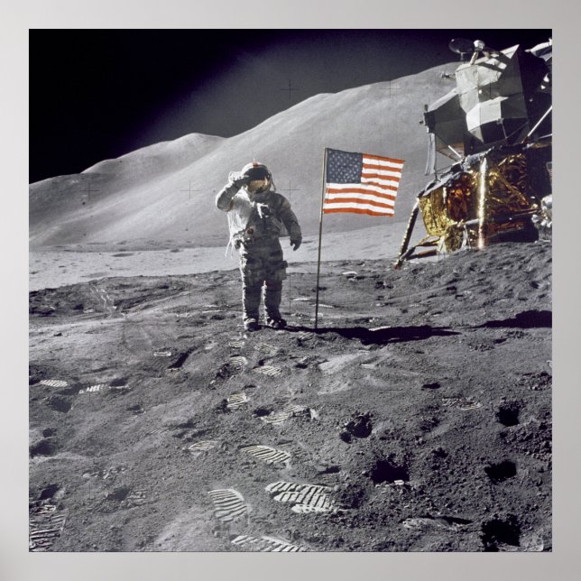 Astronaut David Scott Salutes Flag Poster (Front)