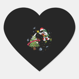 Astronaut Decorates A Christmas Tree In Space Heart Sticker
