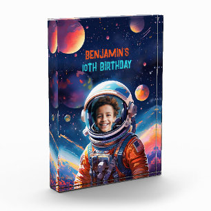 Astronaut Deep Space Sky Planets Photo Gift Block