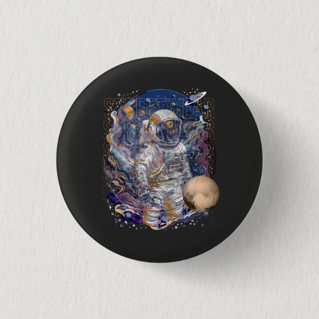 Astronaut design 3 cm round badge (Front)