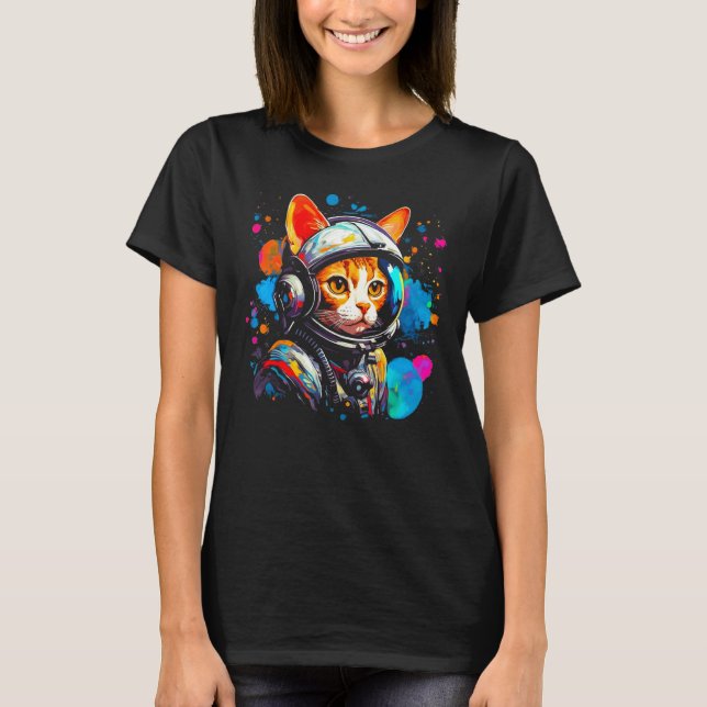 Astronaut Devon Rex Cat T-Shirt (Front)